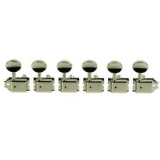 Kluson 6 In Line Deluxe Tuners, Single Line, Nickel, Oval Metal Buttons