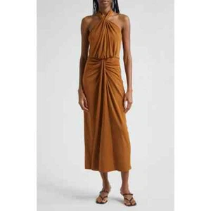 NWT $365 Cinq à Sept Kaily Halter Midi Dress In Baked Cookie 8 - Picture 1 of 4