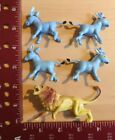 Vintage 1 Lion 4 Donkeys Plastic Animal Toy Mini Figure DimeStore 60-70's Mixed 