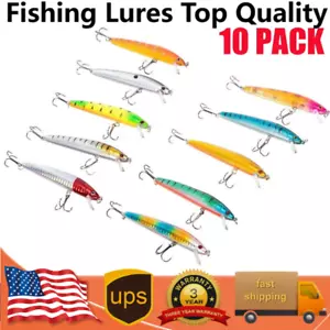 Lotto 10 pezzi esche da pesca esche minnow esche crankbaits jerkbait ami esche attacco basso - Foto 1 di 14
