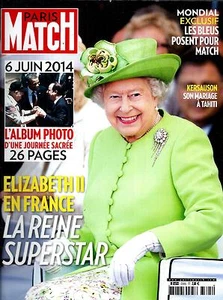 PARIS MATCH N°3395 12 JUIN 2014 ELIZABETH II/ D-DAY/ HUPPERT/ BLEUS/ KERSAUSON - Imagen 1 de 1