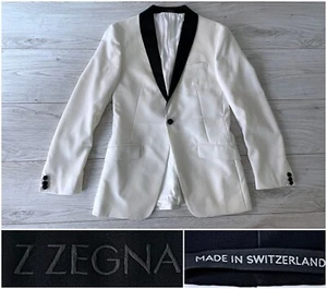 $1495 Z Zegna Ivory Shawl Lapel Dinner Jacket w/ Black Trim, 34R 36R 46R Tuxedo - Picture 1 of 10