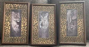 Ruane Manning Zebra, Elephants, Lions Framed Safari Animal Prints Vintage - Picture 1 of 17