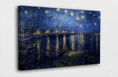 Van Gogh Starry Night Over the Rhone Landscape Canvas Wall Art - Image 1 of 4
