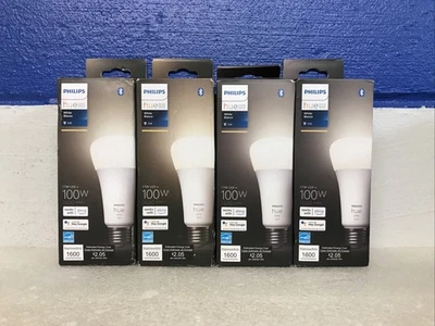 Philips Hue 100W A21 / E26 Smart LED Light Bulb White 1600 Lumens Lot Of 4 New - Image 1 of 4