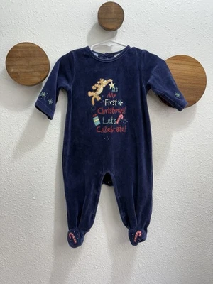 Vintage 90s 00s Winnie the Pooh Tigger Christmas Jumpsuit Size 12 Months - Image 1 of 4
