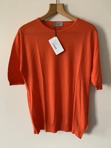 John Smedley Rietta Merinowolle Top XL Blaze Orange Neu UVP 169£ S/S Geschenk - Bild 1 von 7