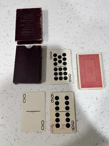 Antik 1908 55 Karten Set US Spielkarten Dominosteine rot mit Goldrändern - Bild 1 von 17