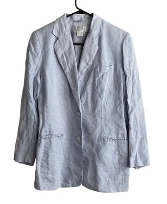 Jennifer Moore 100% Linen Blazer Womens Sz 6 Light Blue Career Office Preppy - Image 1 of 4