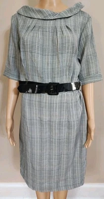 Vestido Mlle Gabrielle Mujer Grande Cuadros Academia Profesor Secretaria Cinturón Retro Foto 1 de 4