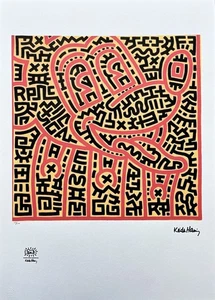 KEITH HARING - Mickey Mouse - signed, numbered edition 55/150, 50x70 cm - Picture 1 of 5