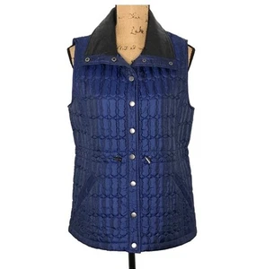 Casual Identity Size Large Quilted Vest-Vegan Leather Collar-Gorpcore Blue - Picture 1 of 13