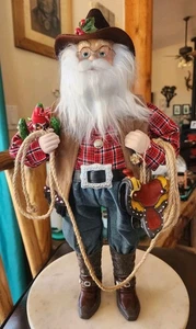 Figura Vaquero Papá Noel 18.5" Western Navidad San Nick Cuerda Sillín Rodeo Papá Noel - Imagen 1 de 14