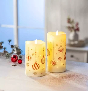 2er Set LED Echtwachskerzen Kerzen Weihnachtszeit Weihnachten Advent Deko Weiß - Bild 1 von 5
