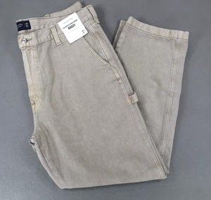 Abercrombie & Fitch Men's Baggy Worker Jean Beige Rigid Denim Sz 38x32 Carpenter - Picture 1 of 9