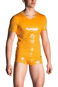 MANstore M/38" Herren T-Shirts V-Ausschnitt T-Shirt M710, nektargelb, Clubbing Shirt - Bild 1 von 2