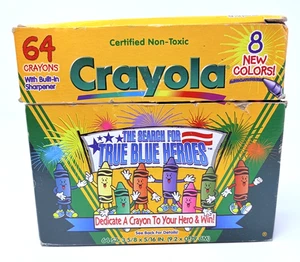 Crayones Crayola The Search For True Blue Heroes de colección 64 unidades caja ligeramente usados - Imagen 1 de 8