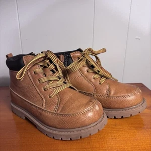 Carter’s Tan Leather Ankle Boots Boy’s Size 11 Laces And Zip Barely Worn - Picture 1 of 8