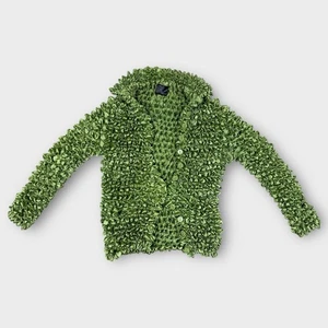 Magic Scarf Co Green Crinkle Stretch Button Top One Size Retro Y2K Festival - Picture 1 of 7