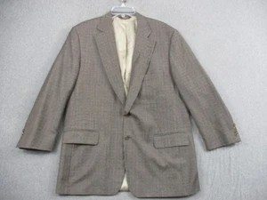 Vintage Paul Stuart Sport Coat Blazer Mens 45 Long Brown Houndstooth Wool 90s - Picture 1 of 13