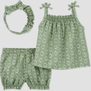 NEW NWT Infant Girls Sz 12 Months Shirt, Bloomer Shorts & Headband 3 Pc Outfit - Picture 1 of 2