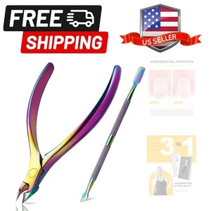 Super Sharp Stainless Steel Cuticle Nippers with Dual-End Nail Pushers - Rainbow - Picture 1 of 10