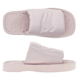 Burberry Knight Woman Slab Slides Pink Leather Size 40 New - Picture 1 of 6