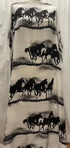 100% Crepe De Chine Silk Running Horse Print Fabric By The Yard 46" inch Wide - Picture 1 of 2