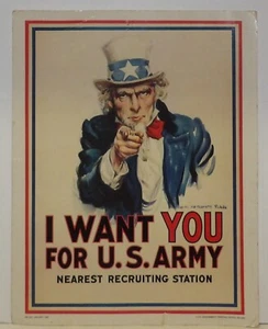 I Want You for US Army Poster Uncle Sam Recruiting Printed Official 1983 14 x 11 - Picture 1 of 7