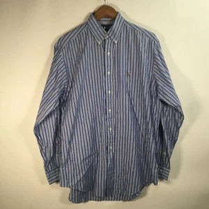 Polo Ralph Lauren Yarmouth Mens Sz 16 - 35 Button Down Blue Stripes Long Sleeve - Picture 1 of 11