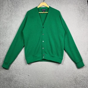 Vintage Jantzen Cardigan Men Size Large Green Long Sleeve Grandpa Waffle Knit - Picture 1 of 9
