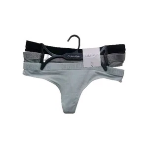 Calvin Klein NWT Ladies Thongs String 3 Pairs Size M Medium Black Grey Mint - Picture 1 of 5