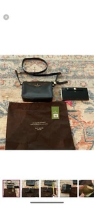 Set portafoglio e borsetta Kate Spade nero oro accento con spolverino - Foto 1 di 9