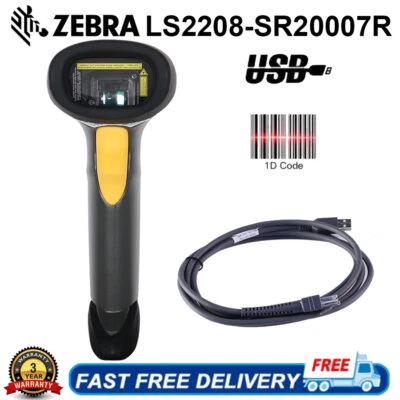Zebra Symbol LS2208-SR20007R Handheld 1D Wired Barcode Scanner With USB Cable - Image 1 of 4