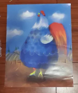 2000 VINTAGE ANTHONY MORROW BLUE CHICKEN PRINT PRINTED IN USA 20"X16" - Bild 1 von 8