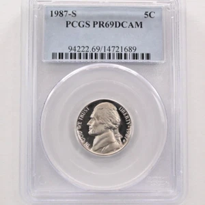 1987 S Jefferson Nickel PCGS Proof 69 Deep Cameo US 5 Cent Coin 689 - Picture 1 of 2