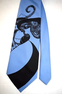 Neck Tie VTG Don Loper 60s 70s Masquerade Women Blue Poly Wide Tie 56 x 4.25" - Picture 1 of 8
