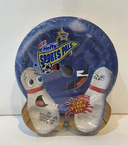 Vtg Hefty Sports Pals Paper Plates Sectioned Bowling Pin Sealed 24 Coated US NOS - Picture 1 of 6