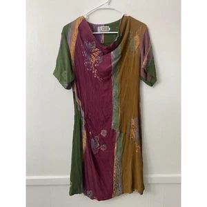 Boho Patchwork Tunic Dress – Multicolor Festival Y2K Indie Fairy Grunge Sz M - Picture 1 of 9