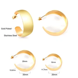 Minimalist Vintage Hoops, Light Gold Hoop Earrings, Modern Big Circle Earring. - Picture 1 of 10