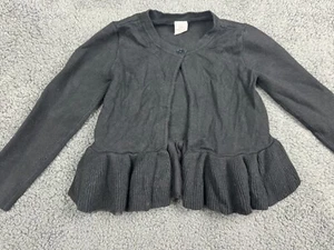 Girls Gap 4 4T Black Peplum Cardigan Sweater Button Open Long Sleeve Ruffle - Picture 1 of 7