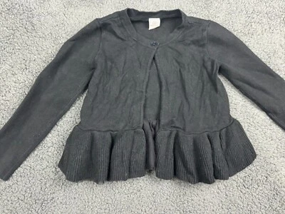 Niñas Gap 4 4T Negro Peplum Cárdigan Suéter Botón Abierto Manga Larga Volantes Foto 1 de 4