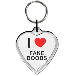Llavero en forma de corazón Tetas Falsas I Love (52 mm x 36 mm) - Imagen 1 de 2