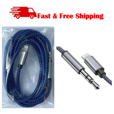 AUX and Charger Cable Nylon Braided 3.5mm Headphone Jack 6.6ft Cord for iPhone - Image 1 of 4