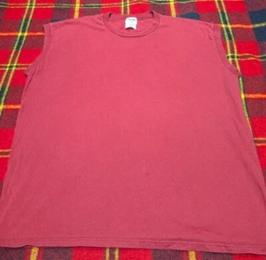 Vintage Jerzees Shirt Adult Red Blank Sleeveless Tank Top Made In USA Sz XL - Picture 1 of 5