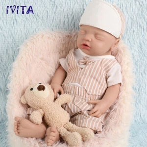 IVITA 18'' Full Silicone Body Reborn Doll Eyes Closed Weak Baby Boy Infant - Picture 1 of 12