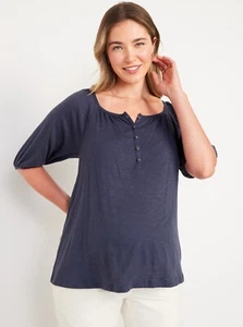 Old Navy Maternity Blouson-Sleeve Henley Top Volcanic Glass Blue Size Medium - Picture 1 of 1