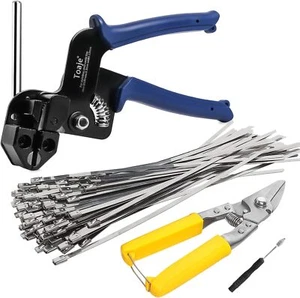Stainless Steel Zip Ties Gun Kit,Heavy Duty Outdoor Fastening Cable Tie Tool Set - Picture 1 of 7