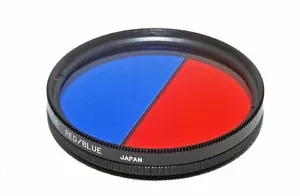 BI-Colour 55mm Red/Blue Vintage Glass Filter Made in Japan - Picture 1 of 2