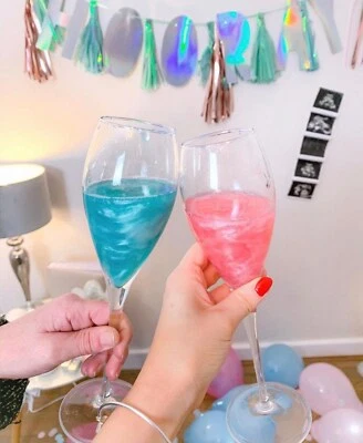 ENCHANTED DRINKS Baby Shower Shimmer Powder for Drinks Prosecco Gin Gender Reveal Blue Pink